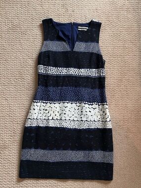 Marimekko for Banana Republic Sleeveless Navy and White Sheath Dress